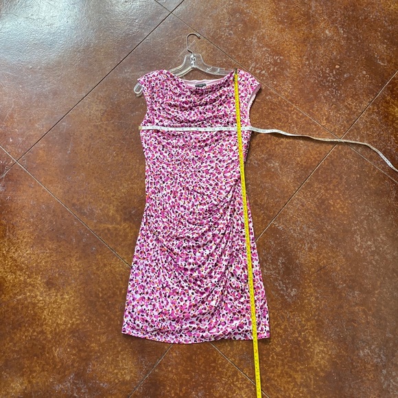 Ann Taylor Floral Ruched Dress SP Pink - Picture 3 of 11